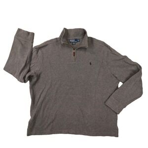 Polo Ralph Lauren Vintage Grey Long Sleeve Quarter Zip Sweater‎ size XXL